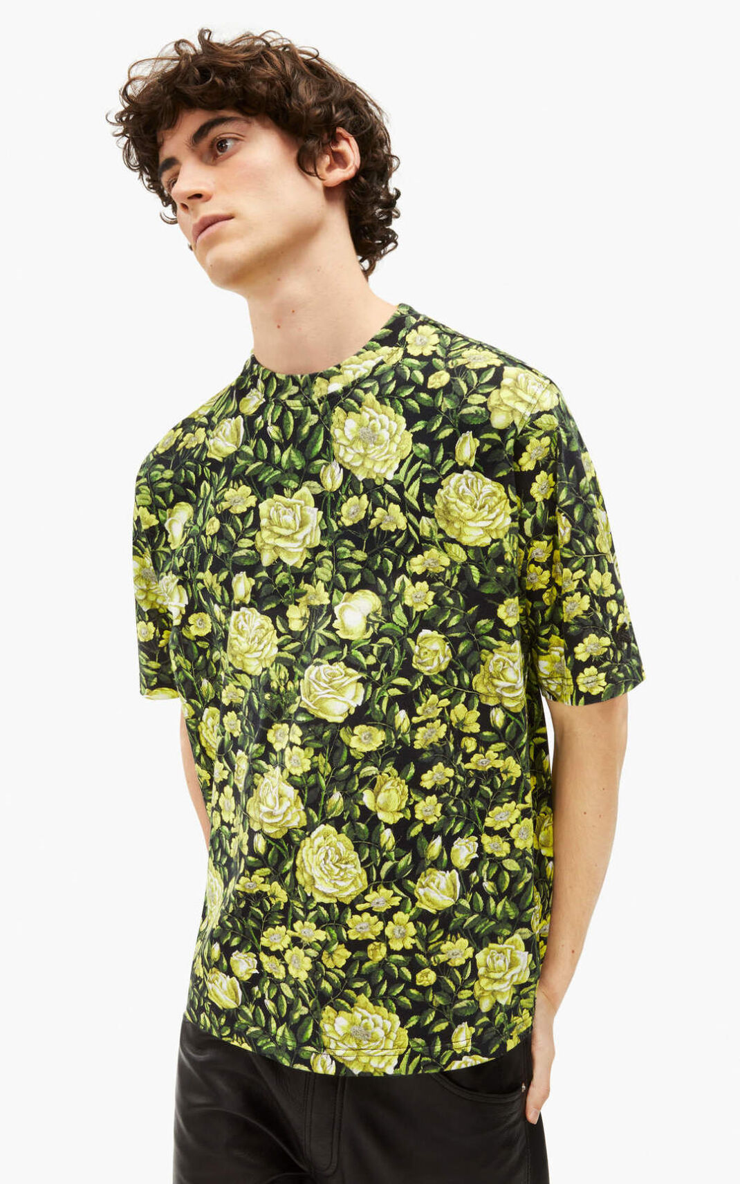 T Shirt Kenzo Homme Botanical Rose oversize Noir GCERO-6893